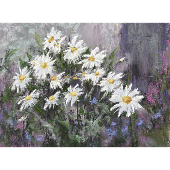 White daisy flowers impressionist painting