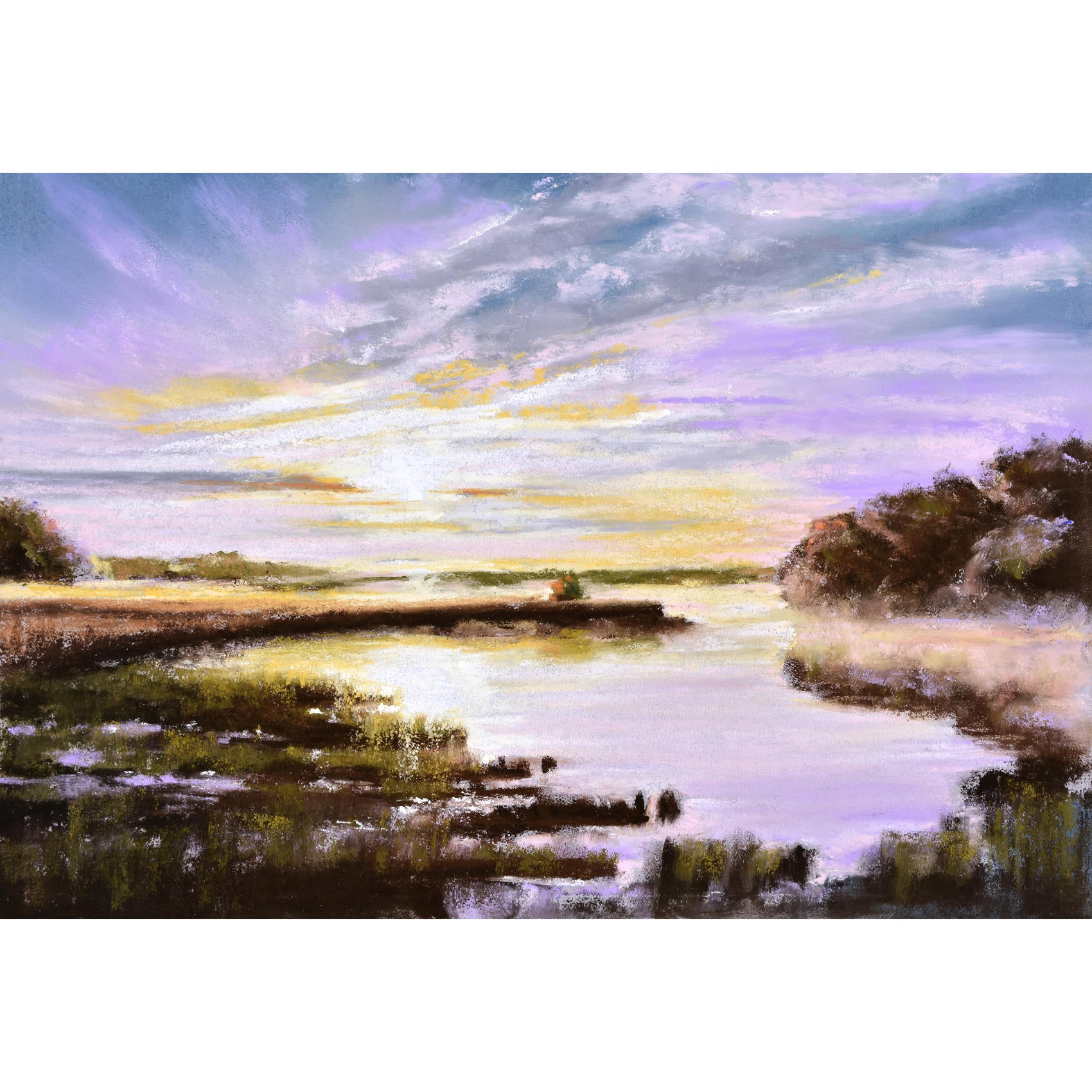 Sunset on the Marsh, impressionist landscape painting