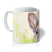 Brown rabbit and flowers art mug