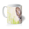 Brown rabbit and flowers art mug