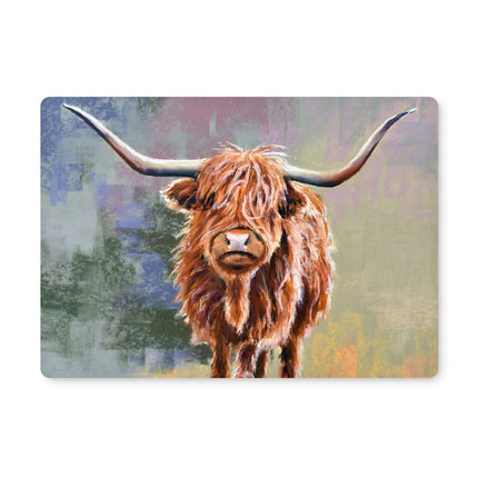 Shaggy Scottish Highland Cow art, rectangular art design placemat