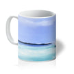 White sailboat mug. Blue and white art design