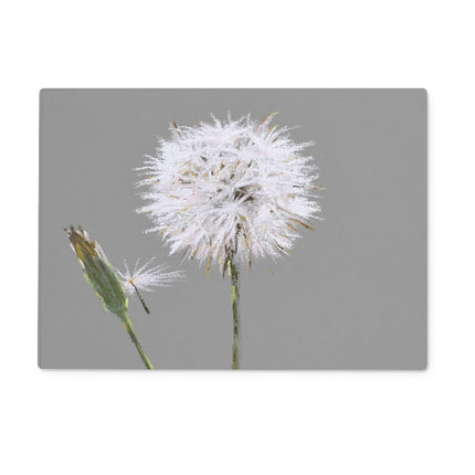 Dandelion seed head art, grey and white rectangular worktop saver