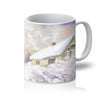 Snowy winter landscape at sunset, art coffee mug