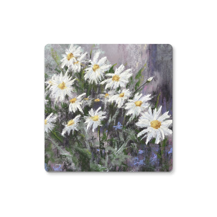 White daisies artwork design coaster