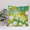 Dandelion seeds artwork throw pillow. Square