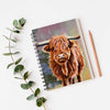 Scottish Highland Cow artwork cover design spiral bound notebook