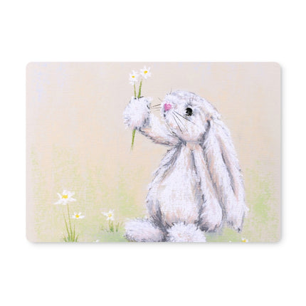 Adorable white rabbit and daisy flowers art placemats