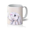 White rabbit and daisy flowers art coffee mug