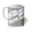 Queen Anne's Lace wild flower art mug. Grey and white with accents of pink and blue.