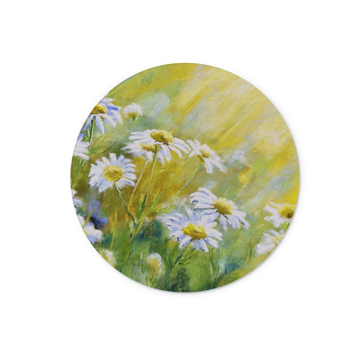 White daisy flowers artwork design circular chopping board