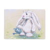 Rabbit, daisies and watering can artwork design rectangular worktop saver