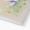 Beautiful rabbit canvas art print, for nursery. Bottom corner detail showing the white wrap.