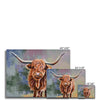 Colourful Scottish Highland Cow artwork Canvas fine art prints. Different sizes