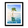 Palm tree artwork. Fine art print in black frame. Portrait format.