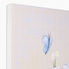 Beautiful rabbit and butterfly canvas art print. Corner detail.