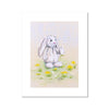 Adorable rabbit and dandelion seed fine art print