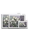 Colourful and modern white daisy flowers art prints in a white frame. Different sizes