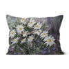 White daisy flower art design throw cushion. Rectangular shape