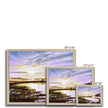 Marshland sunset artwork framed prints. Natural light wooden frame. Different sizes.