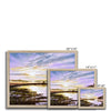 Marshland sunset artwork framed prints. Natural light wooden frame. Different sizes.