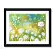 Dandelion seeds  and grasses artwork print in black frame. Landscape format.