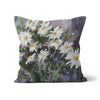 White daisy flower artwork design cushion. Faux suede fabric.