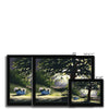 Trees, flowers and moonbeams nocturne landscape art prints in black frames. Different sizes