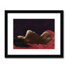 Lady in Red painting. Fine art print in black frame with white mount.