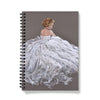 Lady in white dress artwork design notebook. Different sizes. Lined or graph pages