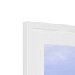 White Sailboat fine art print. Close up of top corner and white frame detail