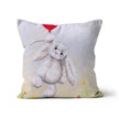 Beautiful rabbit artwork design nursery throw cushion. Square. Beach-house linen