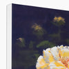 Rose flower artwork fine art canvas print. Corner detail. White wrap 