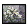 White daisy flowers painting. Fine art print in a black frame