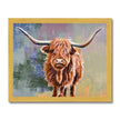 Scottish Highland Cow painting, fine art print in a gold frame.