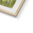  Fine art print with natural light wooden frame and a white mount. Corner detail