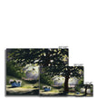 Nocturne landscape with majestic tree, flowers and moonbeams, canvas art print. Different sizes