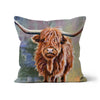 Scottish Highland Cow art  throw cushion. Square