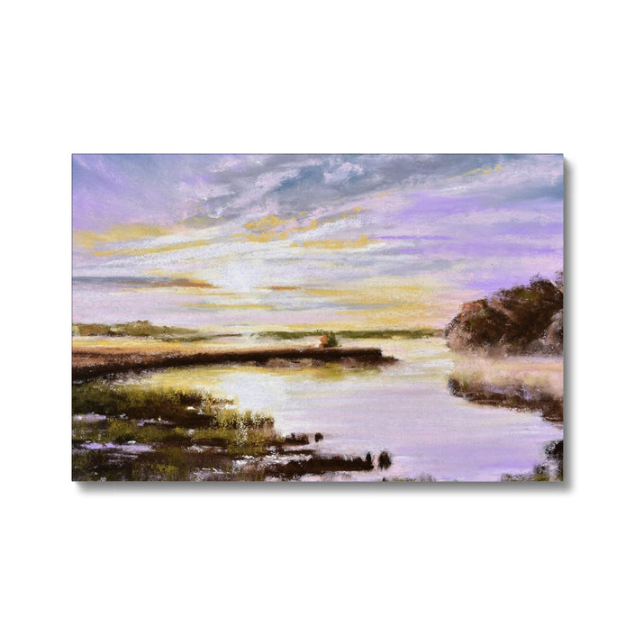 Sunset over the marshland painting, canvas art print 