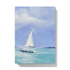 White Sailing Boat on a serene ocean, artwork design hardback journal. 