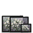 Colourful and modern white daisy flowers art prints in a black frame. Different sizes