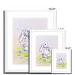 Adorable rabbit and dandelion seed nursery art prints in white frame with white mount. Different sizes