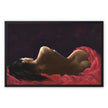 Lady in Red painting. Canvas fine art print with black picture frame. Ready to hang