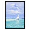 White Sailing Boat framed canvas fine art print. 