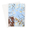 Autumn tree canopy art greeting card. Portrait format