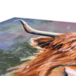 Highland Cow, canvas art print. Close up of canvas fabric.