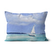 The White Sailboat, blue and white rectangular sofa pillow