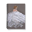 Beautiful, modern, woman in a white dress artwork, notebook. Vegan-friendly. 