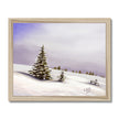 Winter landscape with trees covered in snow, fine art print in a natural frame