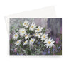 White daisy flowers, impressionist art greeting card. Landscape format